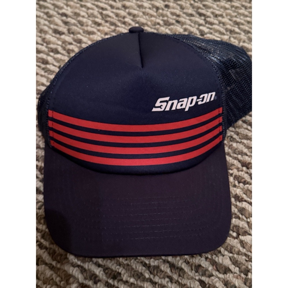 Snap-on Men's Trucker Hat Blue/Red Striped Mesh Back Adjustable One Size